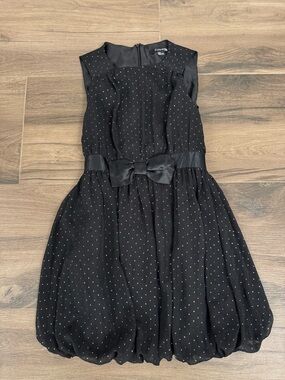 Forever 21 Y2K Black and Silver Polka Dot Bubble Dress